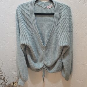 3/$10 SO Women's V-Neck Sweater in Soft Grayish Green